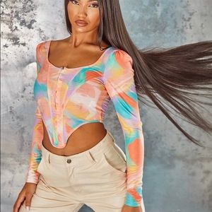 PrettyLittleThing NWT Print Long Sleeve Corset (US 4)